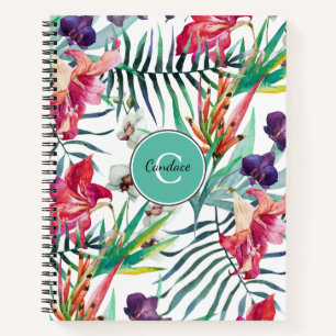Carnet Style île Motif tropical avec Monogramme