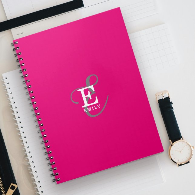 Carnet Style moderne de typographie Monogramme rose chaud (Créateur téléchargé)