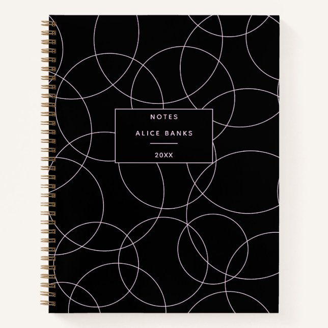 Carnet Style moderne noir et rose (Devant)