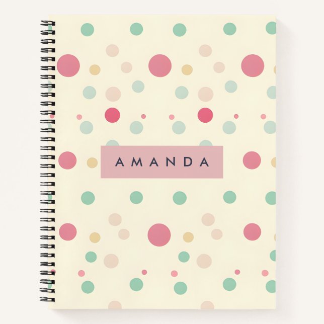 Carnet Style Pastel Personnalisé à Points de Polka (Devant)