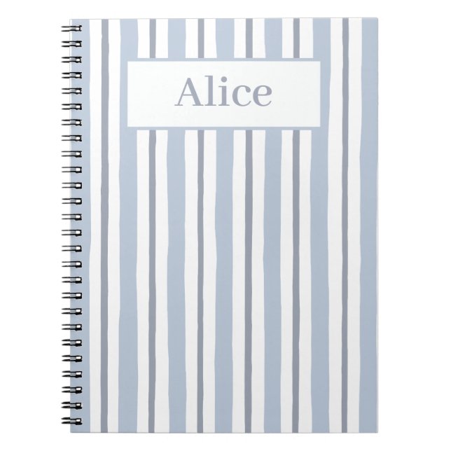 Carnet style rayures bleu clair pastel (Devant)