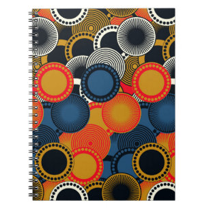 Carnet style rétro, cercles géométriques motifs transpare