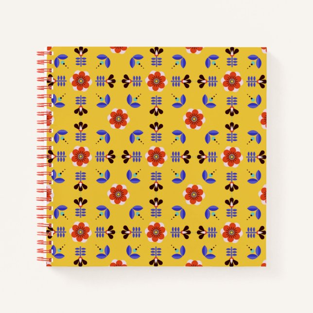 Carnet Style scandinave Modèle géométrique floral (Devant)