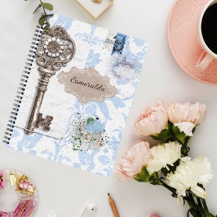 Carnet Style Scrapbooking vintage Spirale Bleue Douce