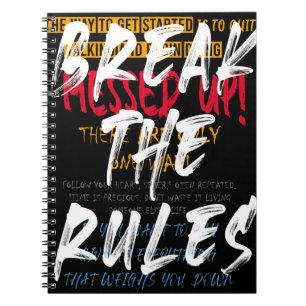 Carnet Style urbain de rue Rompre les règles slogan impri