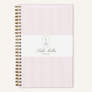 Carnet Style vintage français rose et blanc rayé