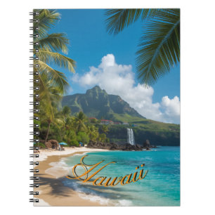 Carnet Style Vintage Hawaïen Palmiers Mer Ciel Voyage