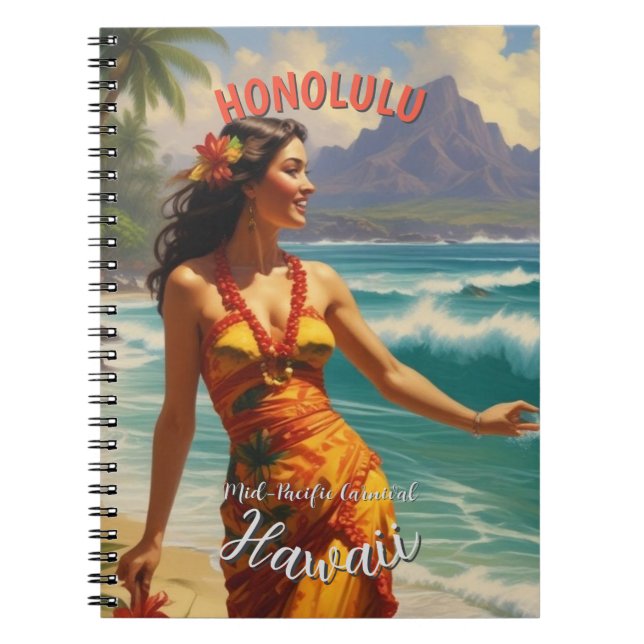 Carnet Style vintage Hawaiian Travel Honolulu Mid-Pacific (Devant)