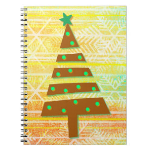 Carnet Style Vintage rétro Arbre de Noël Jaune