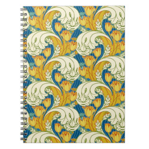 Carnet Style William Morris Tulp Tissu Floral sarcelle et
