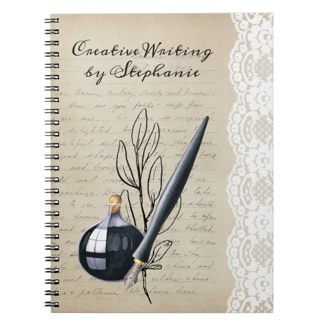 Carnet Stylet noir vintage et stylet noir (Devant)