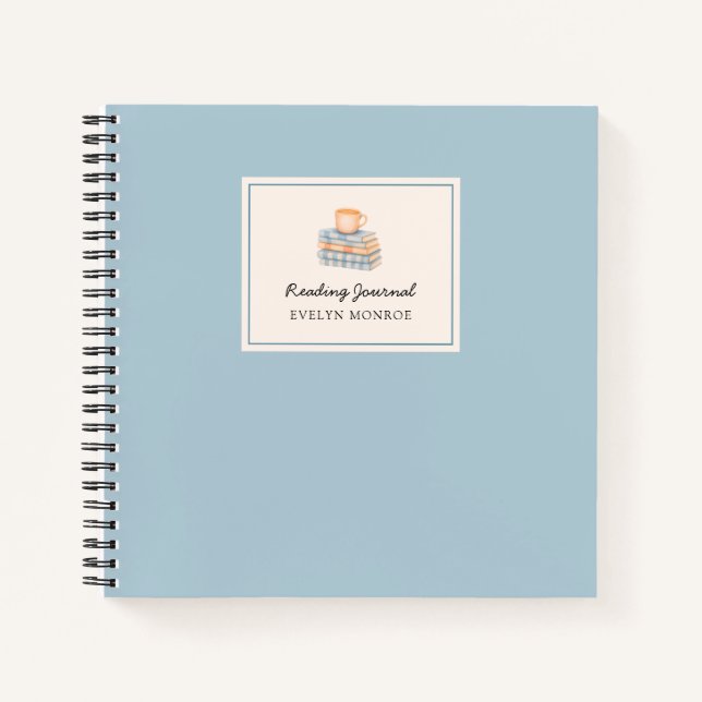 Carnet Stylish Blue Watercolor Bookstack Custom  (Devant)