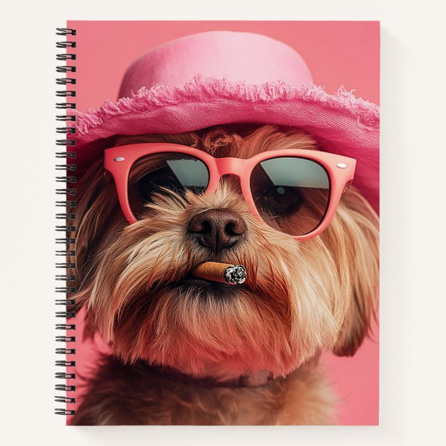 Carnet Stylish Dog in Pink Hat and Sunglass Notebook (Devant)