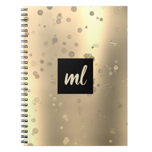 Carnet Stylish modern gold confetti dots (Devant)