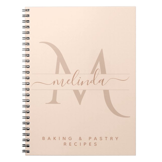 Carnet Stylish Pink Monogram Custom Text Feminine Recipe (Devant)