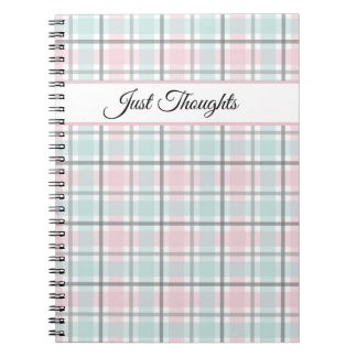 Carnet Stylish plaid with pastel gray, pink and blue 