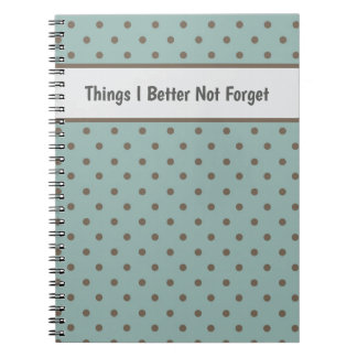 Carnet Stylish, Teal Background With Brown Polka Dot