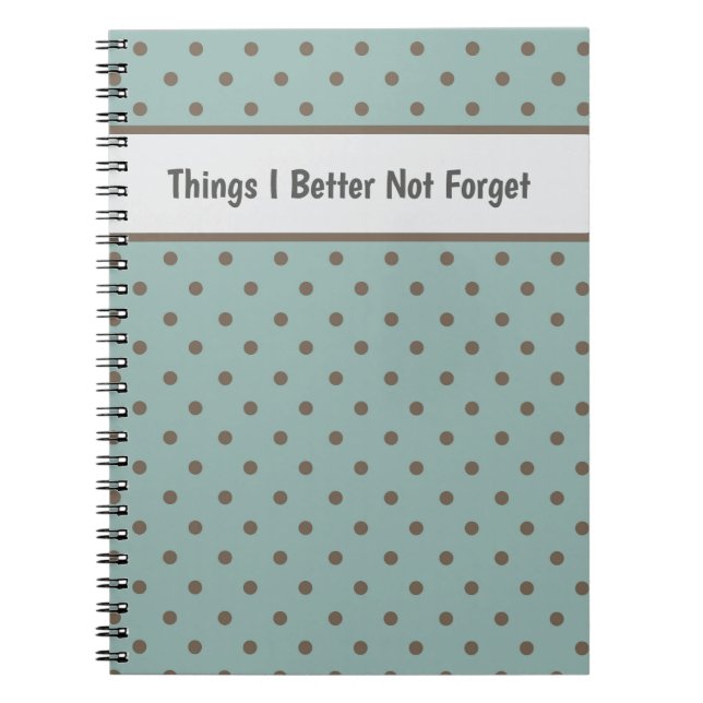 Carnet Stylish, Teal Background With Brown Polka Dot (Devant)