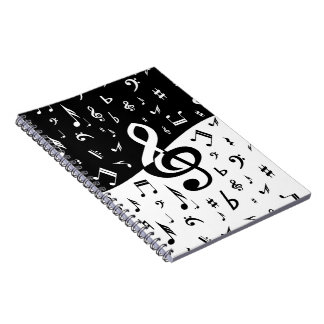 Carnet Stylish Treble Clef Wave Black and White