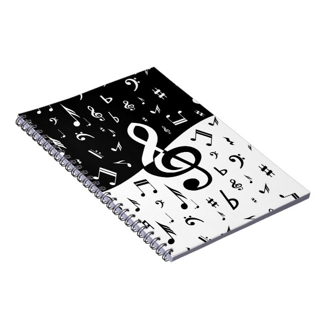 Carnet Stylish Treble Clef Wave Black and White (Côté Droit)