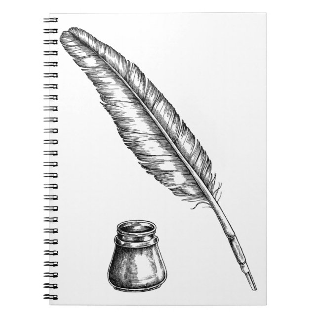 Carnet Stylo à talons à main avec un inkwell (Devant)