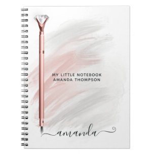 Carnet Stylo Diamond Or rose Personnalisé