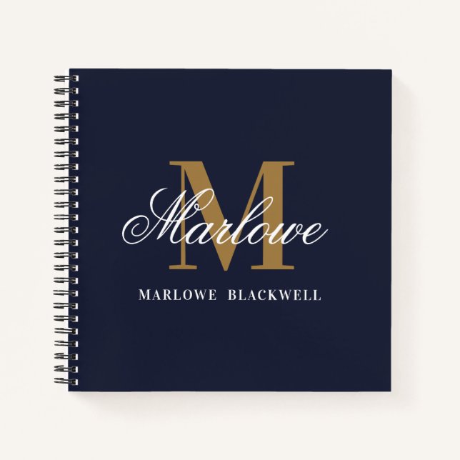 Carnet Stylo Marine Blue Gold Monogramme (Devant)