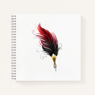 Carnet Stylo rouge en plumes avec nib or