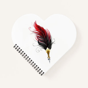 Carnet Stylo rouge en plumes avec nib or