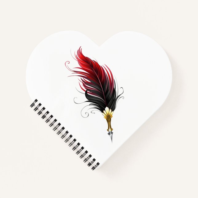 Carnet Stylo rouge en plumes avec nib or (Devant)