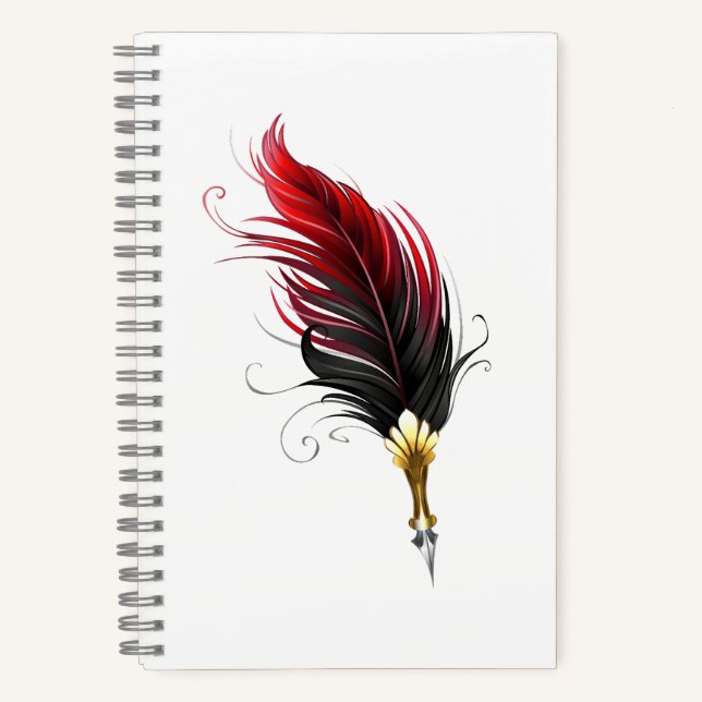 Carnet Stylo rouge en plumes avec nib or (Recto)