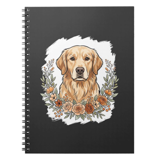 Carnet Sublimation Retriever Doré Floral (Devant)