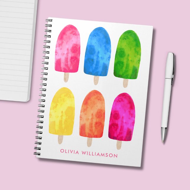 Carnet Sucette glacée d'été (ice lolly, summer popsicle personalized notebook)