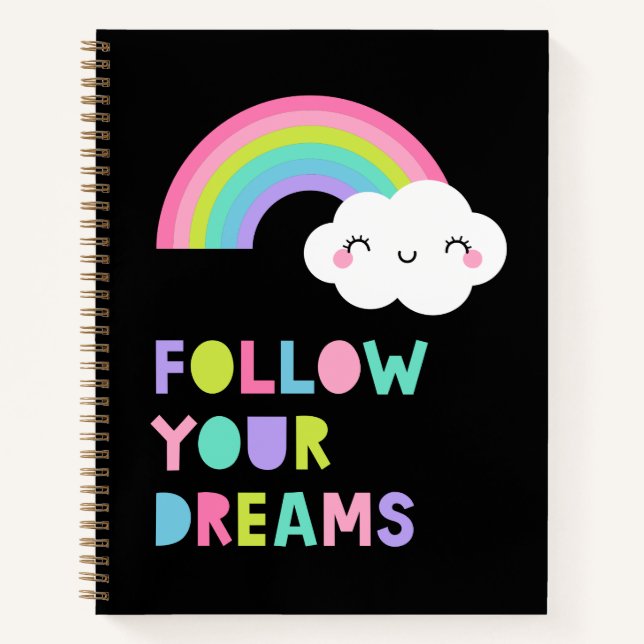 Carnet Suivez vos rêves Cute Rainbow Cloud (Devant)
