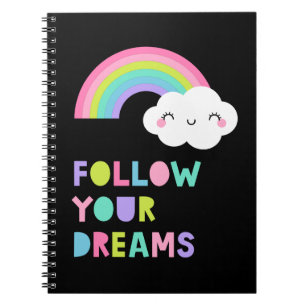Carnet Suivez vos rêves Cute Rainbow Cloud