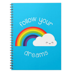 Carnet Suivez vos rêves Kawaii Rainbow