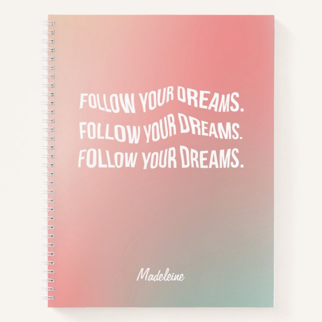 Carnet Suivez vos rêves Pastel Gradient Motivationnel (Devant)