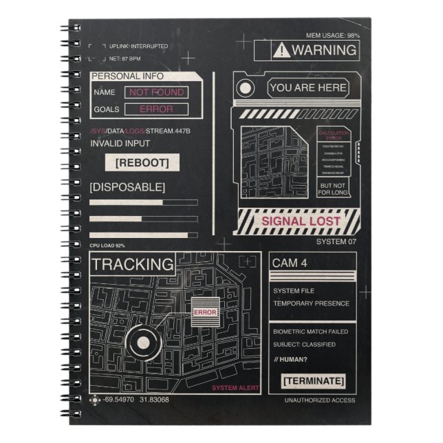 Carnet Suivi - Techno-Brutalist Streetwear Design (Devant)