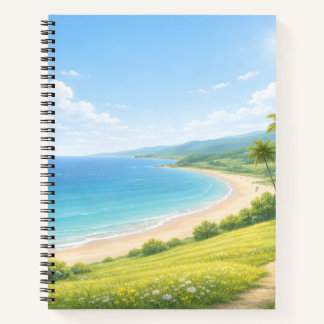 Carnet Summer Coastal Landscape Spiral Notebook