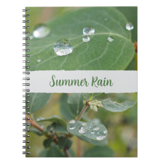 Carnet Summer Leaves and Raindrops Photo Spiral Notebook