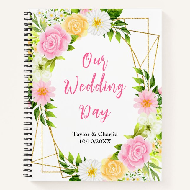 Carnet Summer Pink and Yellow Floral Wedding Planner (Devant)