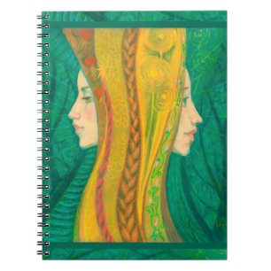 Carnet Summer, surreal art, forest fantasy green & yellow