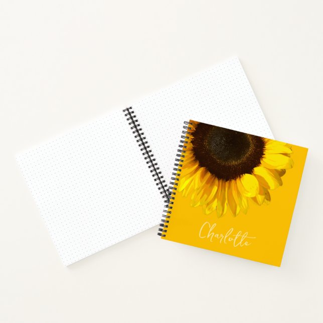 Carnet Summertime Yellow Sunflower Nom personnalisable (Intérieur)