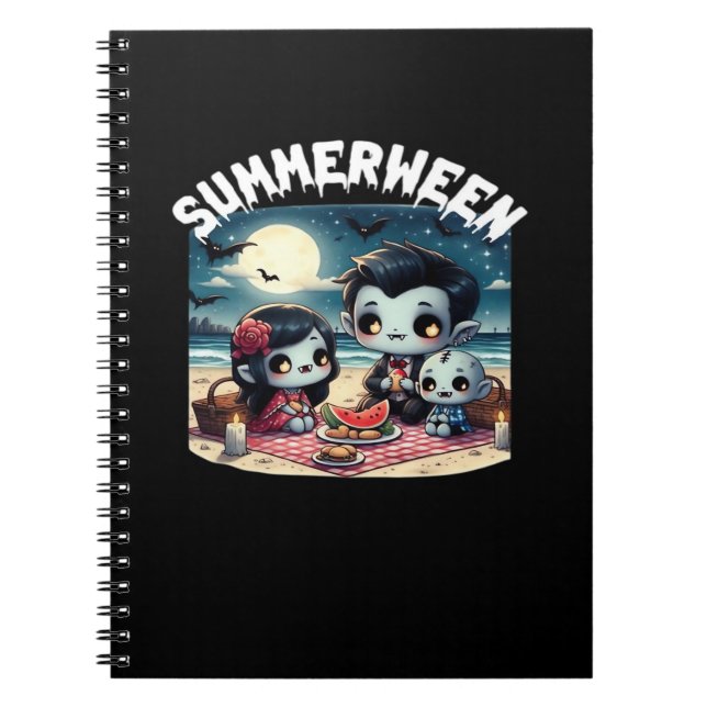 Carnet Summerween avec une famille de vampires à la plage (Devant)