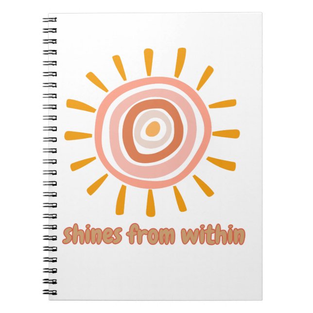 Carnet Sun Boho Art: "Shine from within" quote for self-e (Devant)