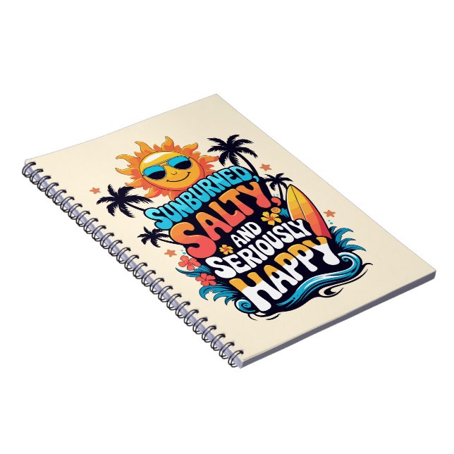 Carnet Sunburned Salty and Happy – Retro Beach Vibes (Côté Droit)