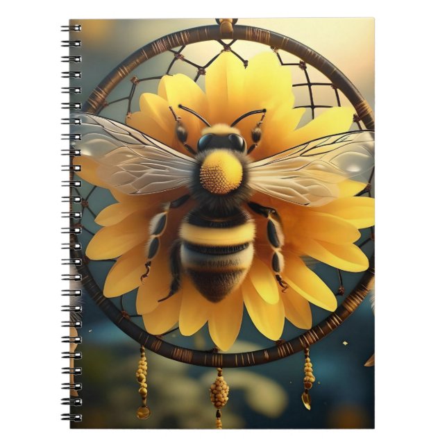 Carnet Sunflower Bee Dreamcatcher, (Devant)