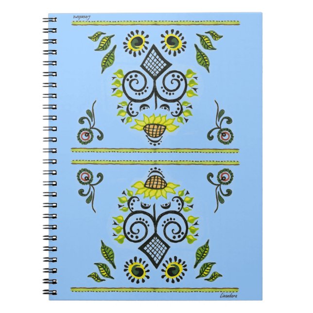 Carnet Sunflower Folk Motif par Alexandra Cook (Devant)
