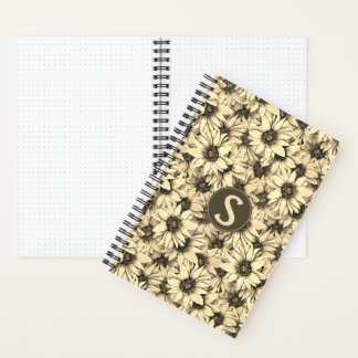 Carnet Sunflower Vintage Charm Sepia Tone Spiral Notebook
