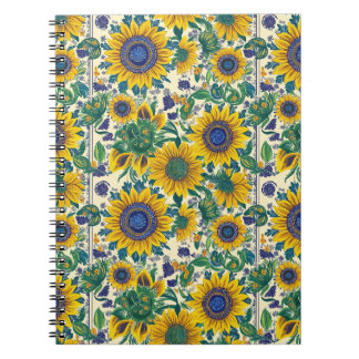 Carnet Sunflowers. Ukrainian folk art pattern.